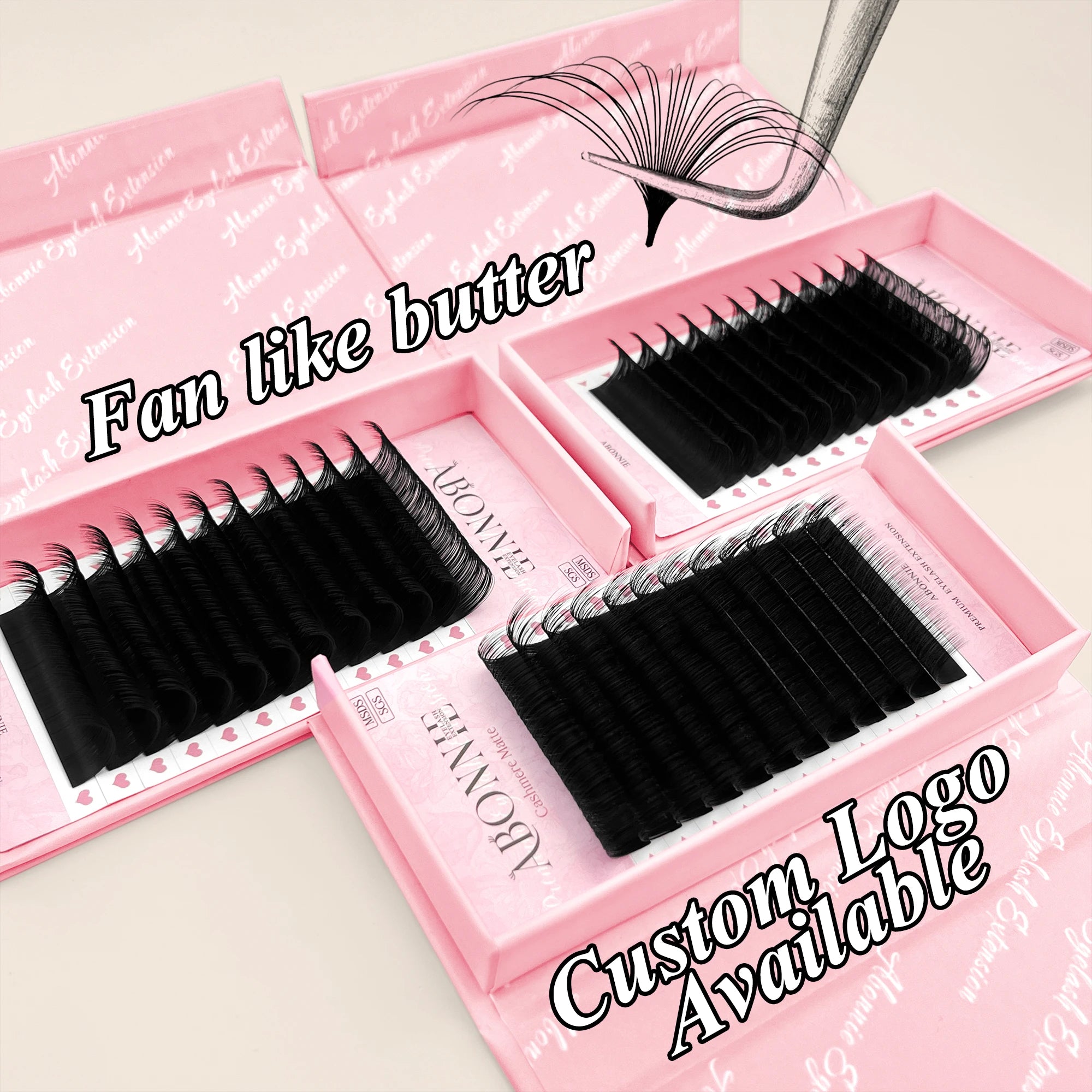 Lash Supplies Matte Black Individual Eyelash Extension Wholesale Bulk Fluffy Korean PBT Silk Cashmere Eye Lash Extension Trays