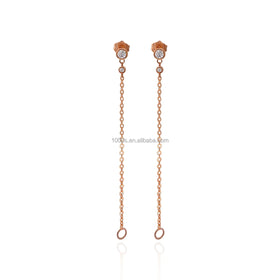 Luxury 14K Real Solid Gold Zircon Earring Fine Jewelry Link Chain Stud Earrings Custom Wholesale Trade Assurance
