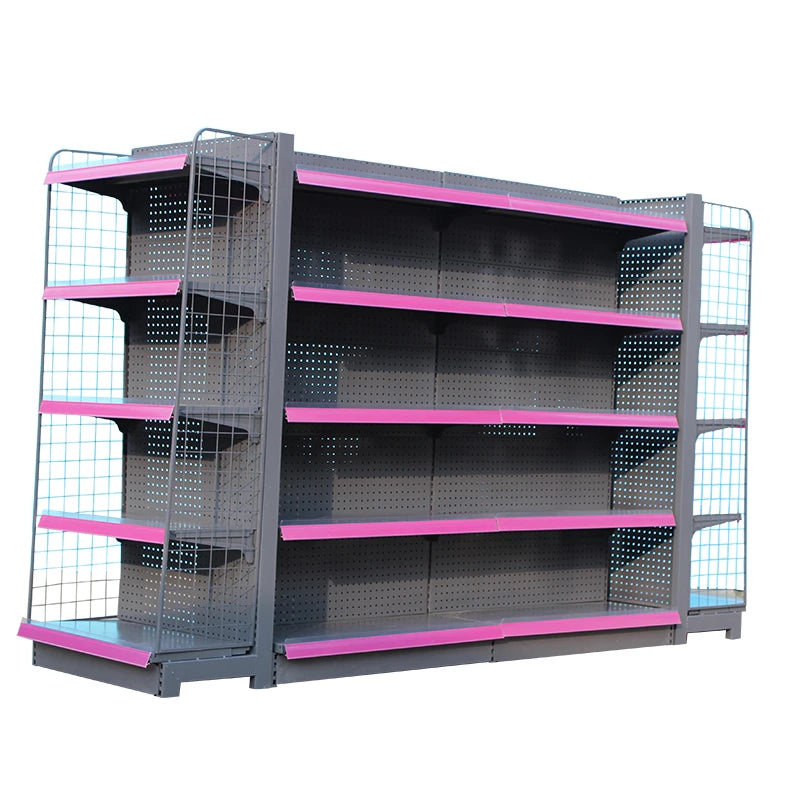 Wholesale Metallic Perforated Gondola Supermarket Shelf Rack with Epoxy Powder Coating for Retail Stores