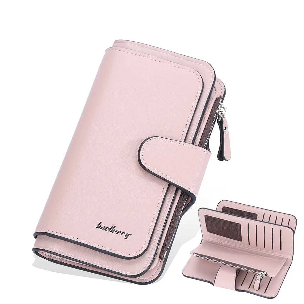 Baellerry 2022 Classic Retro Style PU Leather Fashion Long Style Wallet for WomanLady Vintage Button Large Capacity Purse Bag