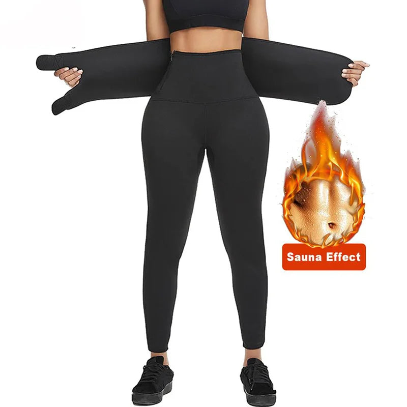HEXIN Women Neoprene Workout Pants Tummy Control Thigh One Piece Neoprene Slimming Pants Pants With Girdle Waist Trainer Belt