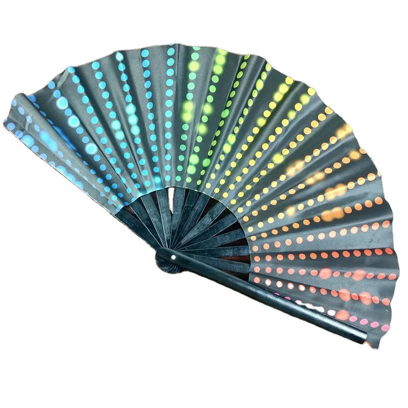 New Product the Neon Lights Bamboo Kong Fu Fan for Summer 2022 Hoiding Chinese Style Decoration