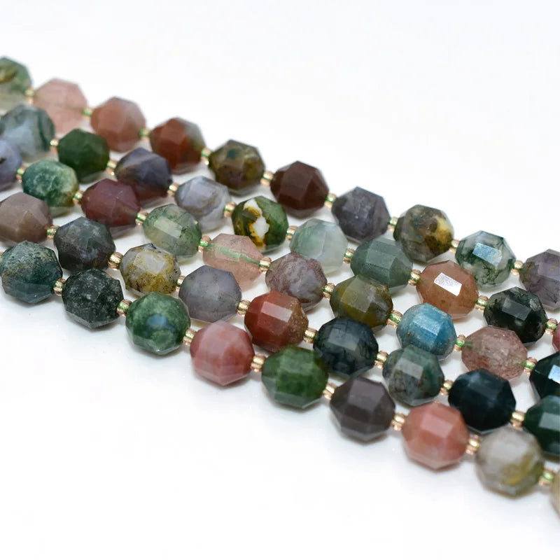 Wholesale 8mm Natural Bucket Shaped Indian Agate Loose Gemstone Beads for DIY Jewelry
