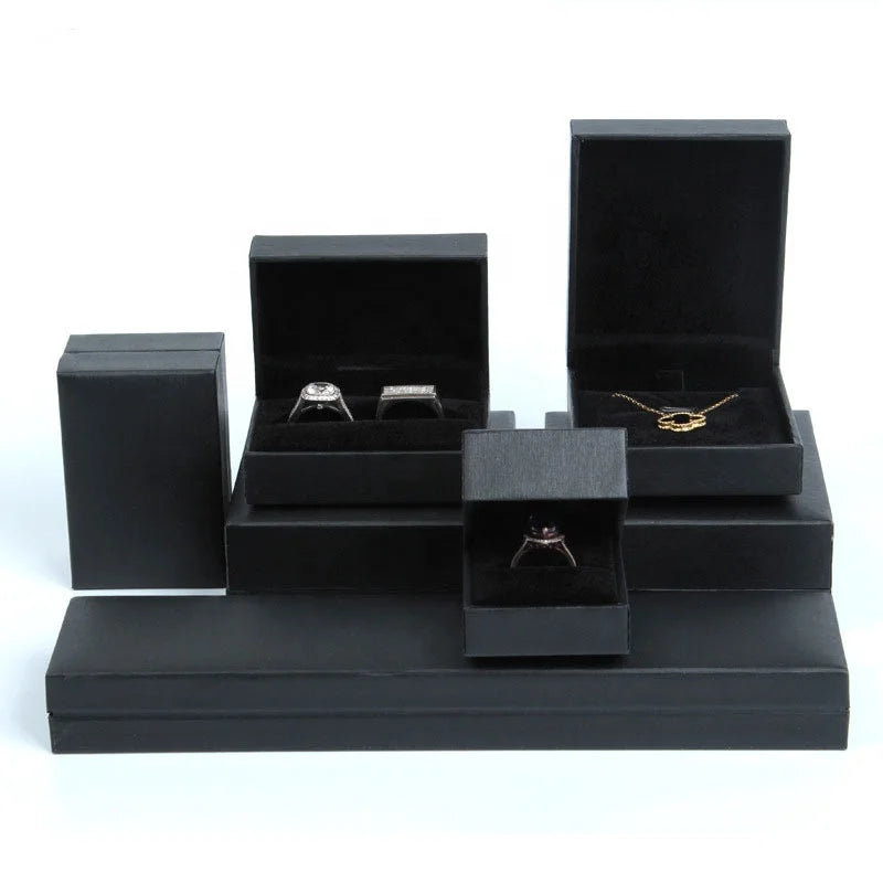 Factory Wholesale Jewelry Box Personalized Custom Black Necklace Packaging Box Ring Gift Storage Box