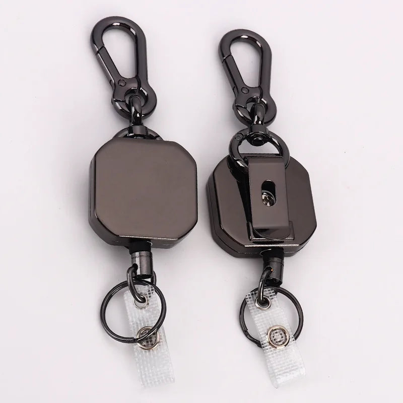 4cm Heavy Duty Retractable Black Badge Reel Metal ID Badge Holder with Belt Clip Name Tag Keychain
