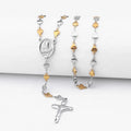 Women Gifts Stainless Steel Heart Chain Religious Cross Pendant Jesus Piece Rosary Necklace