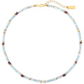Original Design Light Blue Mother-Of-Pearl Shell Beaded 18K Gold Plated Trendy Necklace for Women Diy Customization