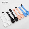 Kitchen 2-in-1 Measuring Cleaning Spoon Modern Cute Coffee PP Plastic PBT Bristles 2-Gram Capacity 3ML Scale Mark 7g Weight
