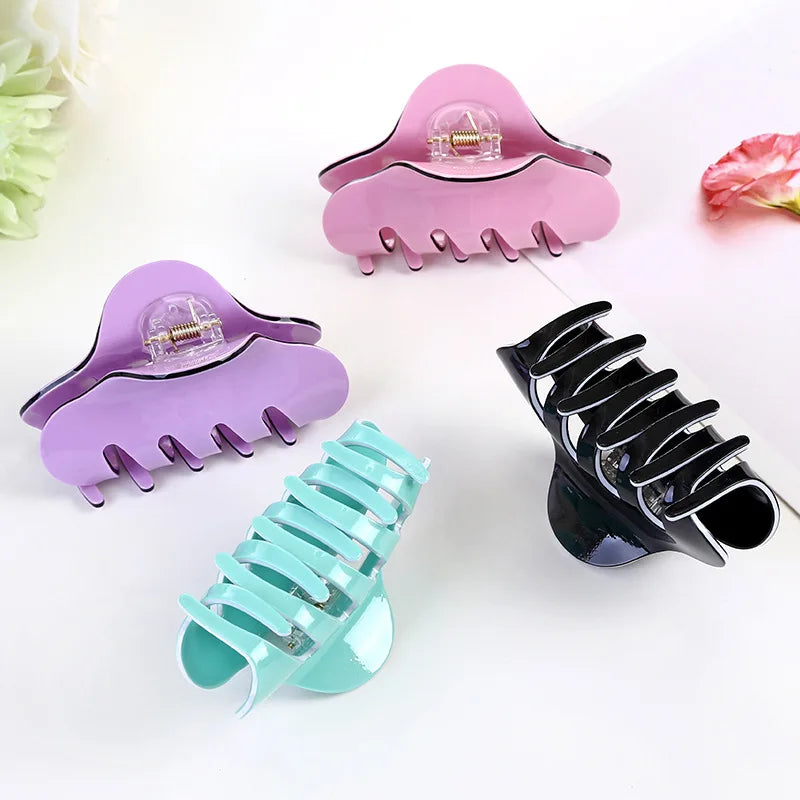 Korean Elegant Acrylic Medium Hair Claws Girl Back Head Shark Clip Bath Wash Face Hair Claw Clips