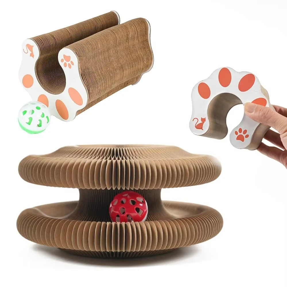 Magnetic Transforming Cat Scratching Board Toy Corrugated Cardboard Magic Organ Cat Toy