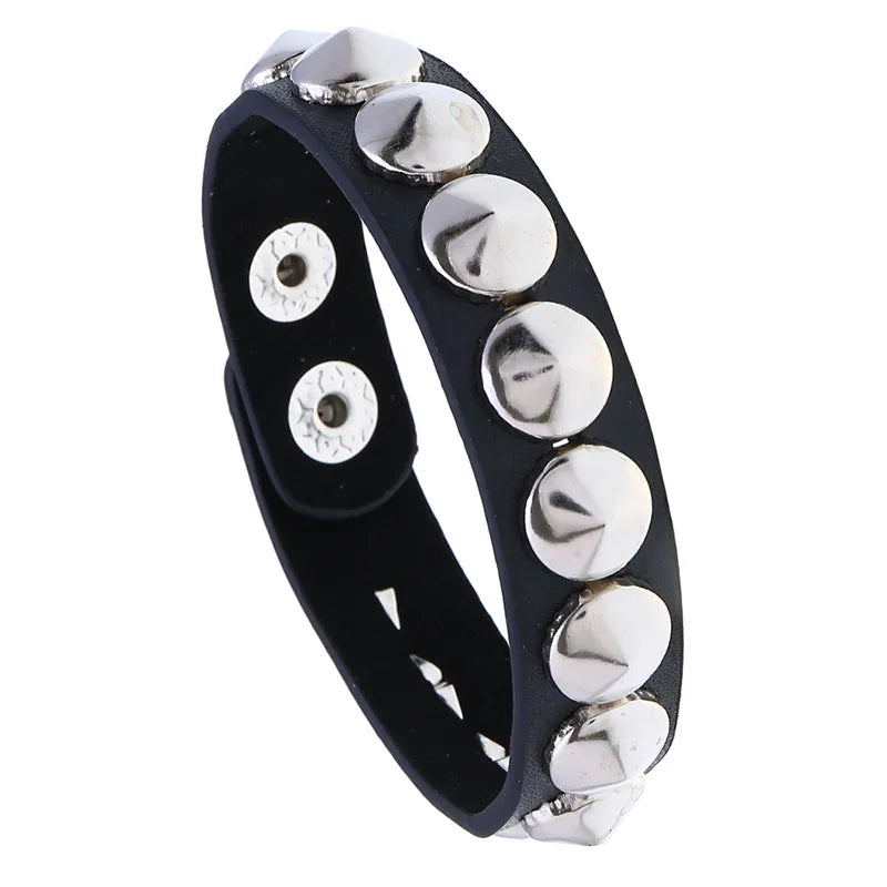Punk Rock PU Leather Wristband Jewelry Metal Stud Rivet Bangle Leather Bracelets for Men Women