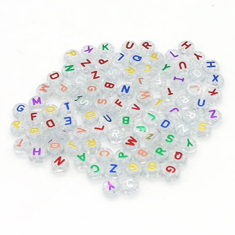 Wholesale 6*10mm Clear Transparent Alphabet Beads Candy Acrylic Plastic  Letter  Beads for Jewelry Making DIY Children's Educati