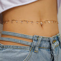 SC Simple Hollow Heart Crystal Beads Waist Chain Tassel Women Love Heart Crystal Rhinestone Belly Chian