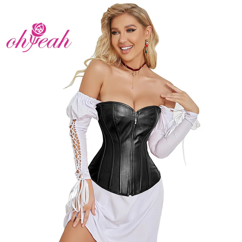 Ready to Ship 14 Pieces Plastic Bones Leather Supportive Corset Lingerie Waist Trainer Shapers for Women