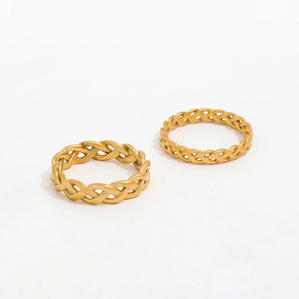 Joolim High End 18K Gold Plated Braided Rings for Women Stainless Steel Jewelry Wholesale MegaBDM
