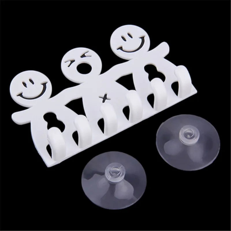 Kitchen Organizer Bathroom Accessory Wall-mounted Toothbrush Cute Smile Face Toothbrush Towel Holder Rack Wall Sucker Hook Rack