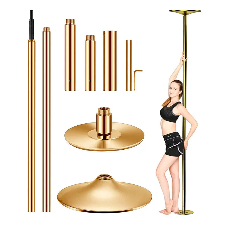 Adjustable 45mm Golden 9.5FT Dance Pole Stainless Steel Removable Stripper Exercise Studio Bar for Fitness