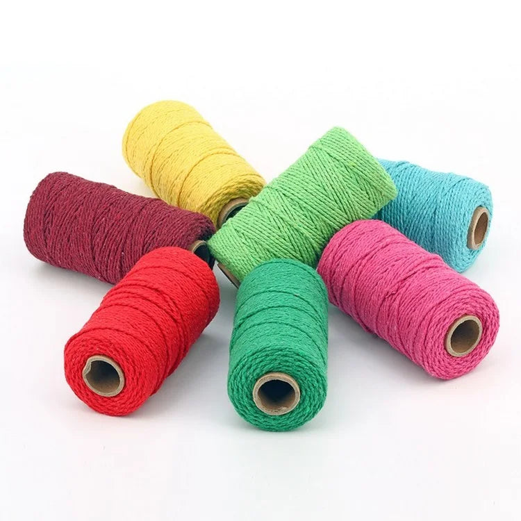 Wholesale 2mm Multi-Color Twisted Cotton Rope Braided Rope Macrame Cord for Handmade Craft Decoration