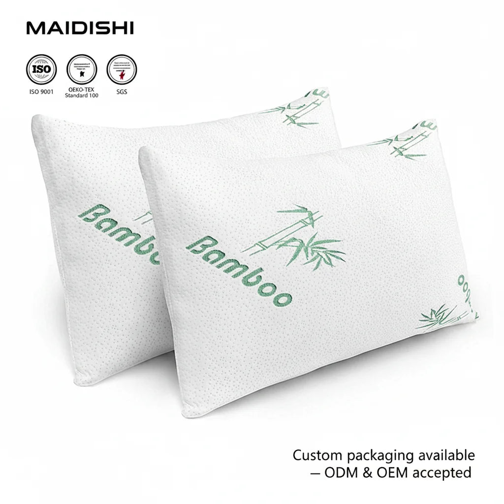 WJ-1322 Luxury Hotel Memory Foam Bamboo Shredded Pillows for Neck Sleeping and Massage Use Bambo Pillows