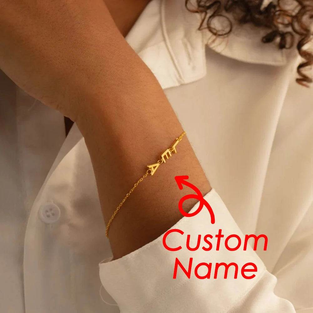 EManco Custom Initial Letter Name Gold Plated Trendy 316 Stainless Steel Bracelet-Gift for Wedding Occasions