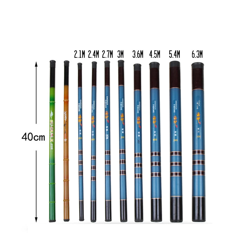 40cm Closing Length Short Section Portable Telescopic Rod Hand Glass Fiber Pole Carp Fishing Rod 2.1m-6.3m