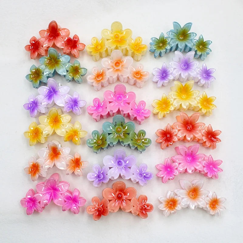 11cm Cute Summer Daisy Girls Hawaiian Hair Accessories Large Clamp Frangipani Plumeria Clips Plastic Tropical Flower Hair Claw