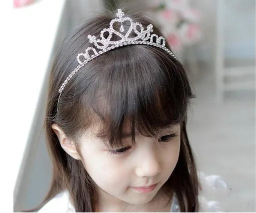 YiWu Beautiful Crown for Kids Princess Headband Crown Crystal Diamonds Silver Color Mini Crown for Girls