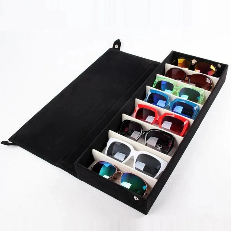 Wholesale Logo Custom 8 Slots Glasses Display Grid Case Box for Sunglasses Jewelry Showing Case With Rack Cove