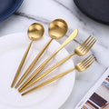 Wholesale Premium Round Handle Flatware Matt Gold Stainless Steel Cutlery Set for Back to School
