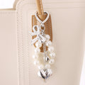 Y2K Cute Bow Keychain Delicate Pearl Chain Heart Key Chain Phone Charm Pendant Phone Lanyard Keyring Decoration Bowknot Key Ring