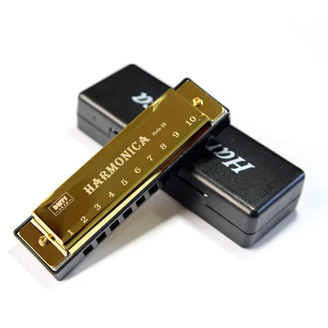 Professional Beginner Harmonica with 20 Tones 10 Holes C Key Titanium Copper Core for Students Kids Blues Harmonica