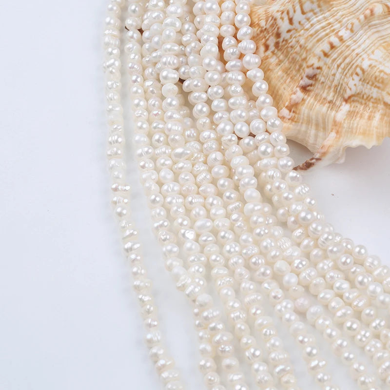 Zhuji Market Wholesale 5-6mm Potato Freshwater Pearl Strands Natural White for Jewelry Making