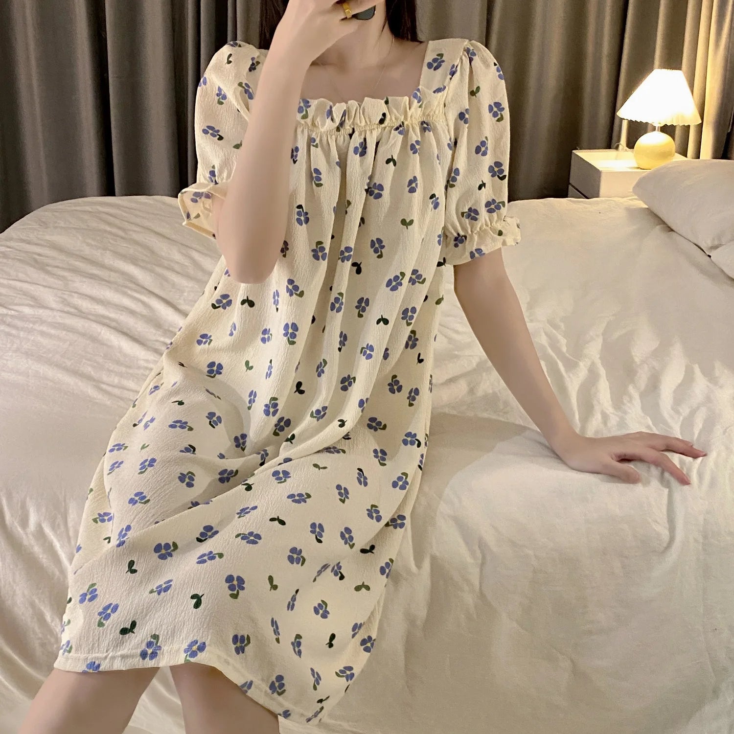 Wholesale Casual Women's Sleepwear Short Sleeve Loose Soft Sleep Dress Night Dresses for Woman