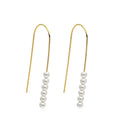 Gold Plated Pearl Dangle Earrings for Women Long Stainless Steel Drop Elegant Jewelry for Gift Occasions Brinco Oorbellen
