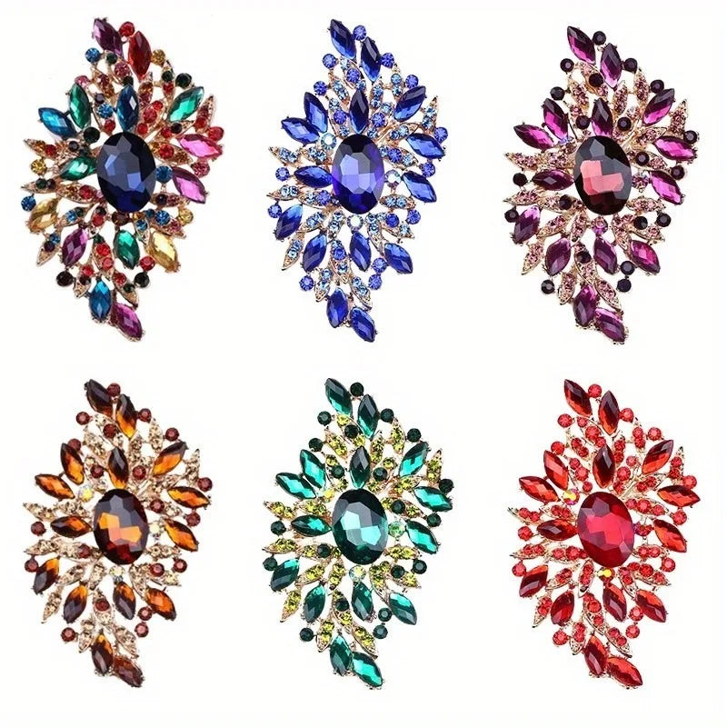Hot Selling Color Large Glass Brooch Crystal Glass Brooch Corsage Women's Clothing Accessories