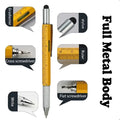 Professional Metal 6 in 1 Multifunction Tool Pen with Stylus Level Ruler Screwdriver for Engineer Architect Construction Gift
