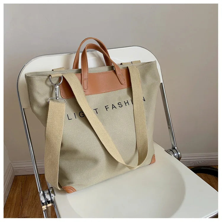 Custom Ladies Luxury Tote Hand Bags Designer Handbags Famous Brands Handbags Cotton Canvas Leather Handle Women's Tote Bags