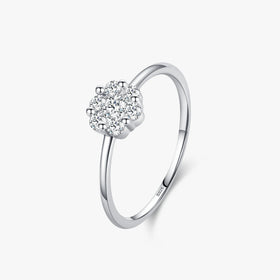 Ailmay 925 Sterling Silver Exquisite Elegant Flower Shining CZ Finger Ring for Women Wedding Engagement Accessories Jewelry Gift
