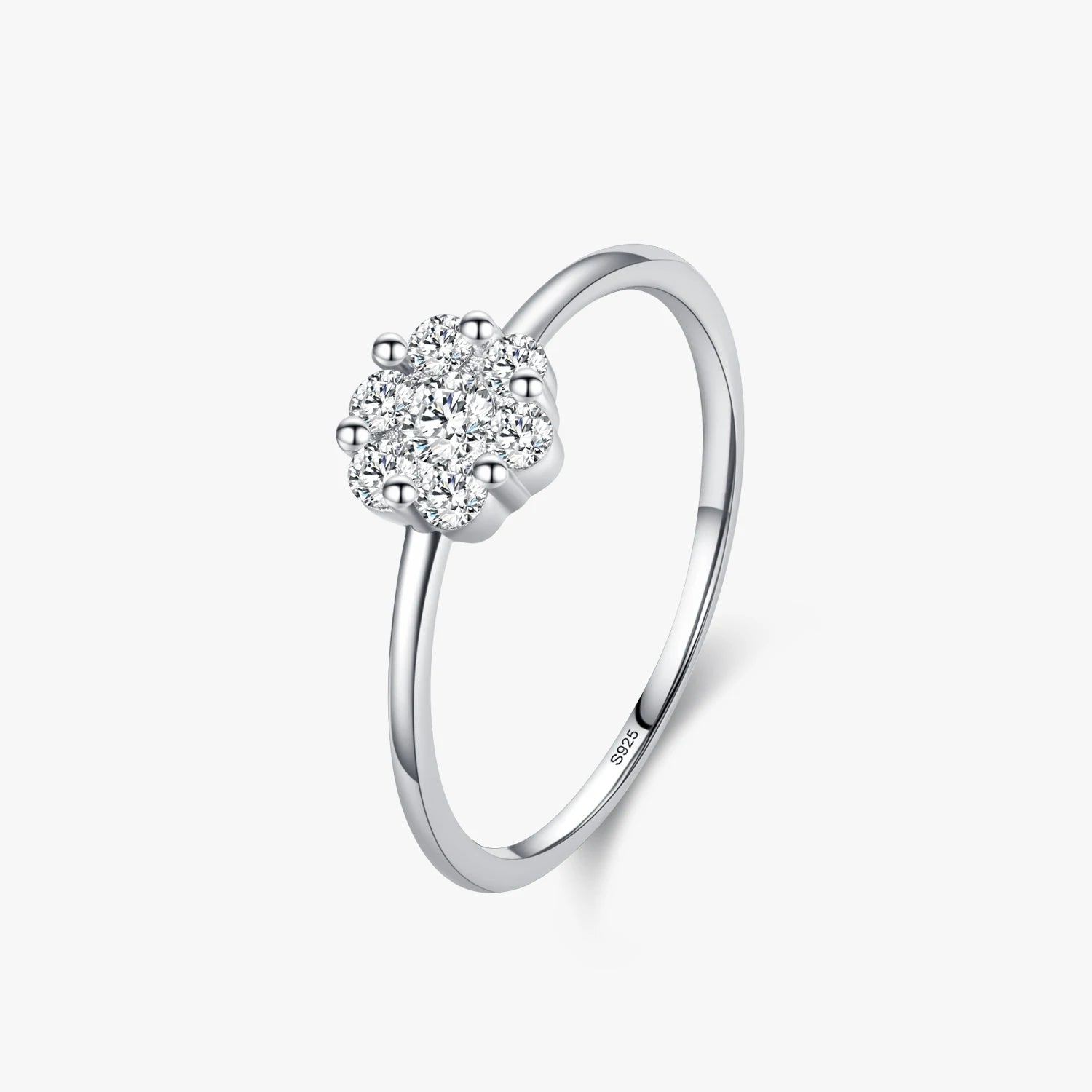 Ailmay 925 Sterling Silver Exquisite Elegant Flower Shining CZ Finger Ring for Women Wedding Engagement Accessories Jewelry Gift