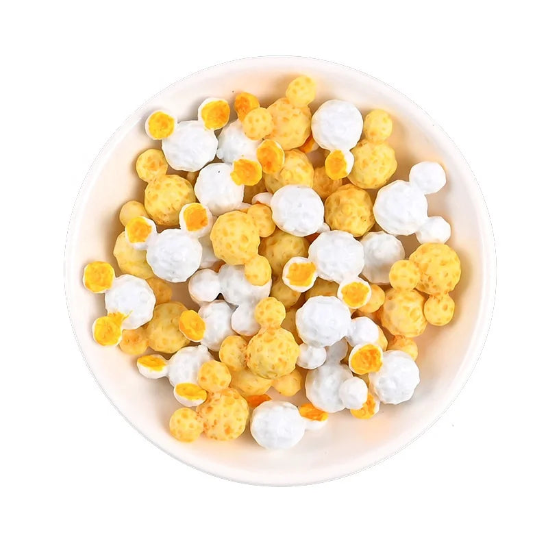 Resin Cartoon Popcorn Flat Back Resin Charms Cabochon for Slime Filler Kid DIY Mobile Phone Hairclip Keychain Decoration Craft