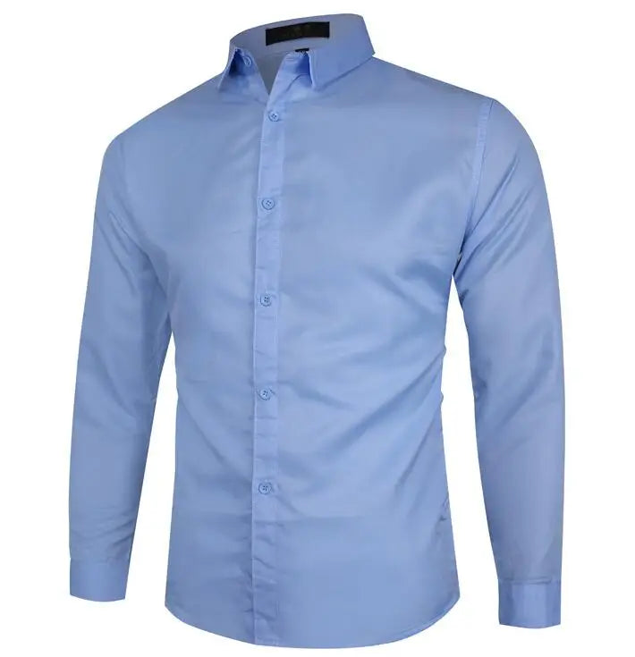 Solid Color Oversized Men's Long Sleeved Shirt Classic Business Casual Shirt Wholesale Bulk Clothes
