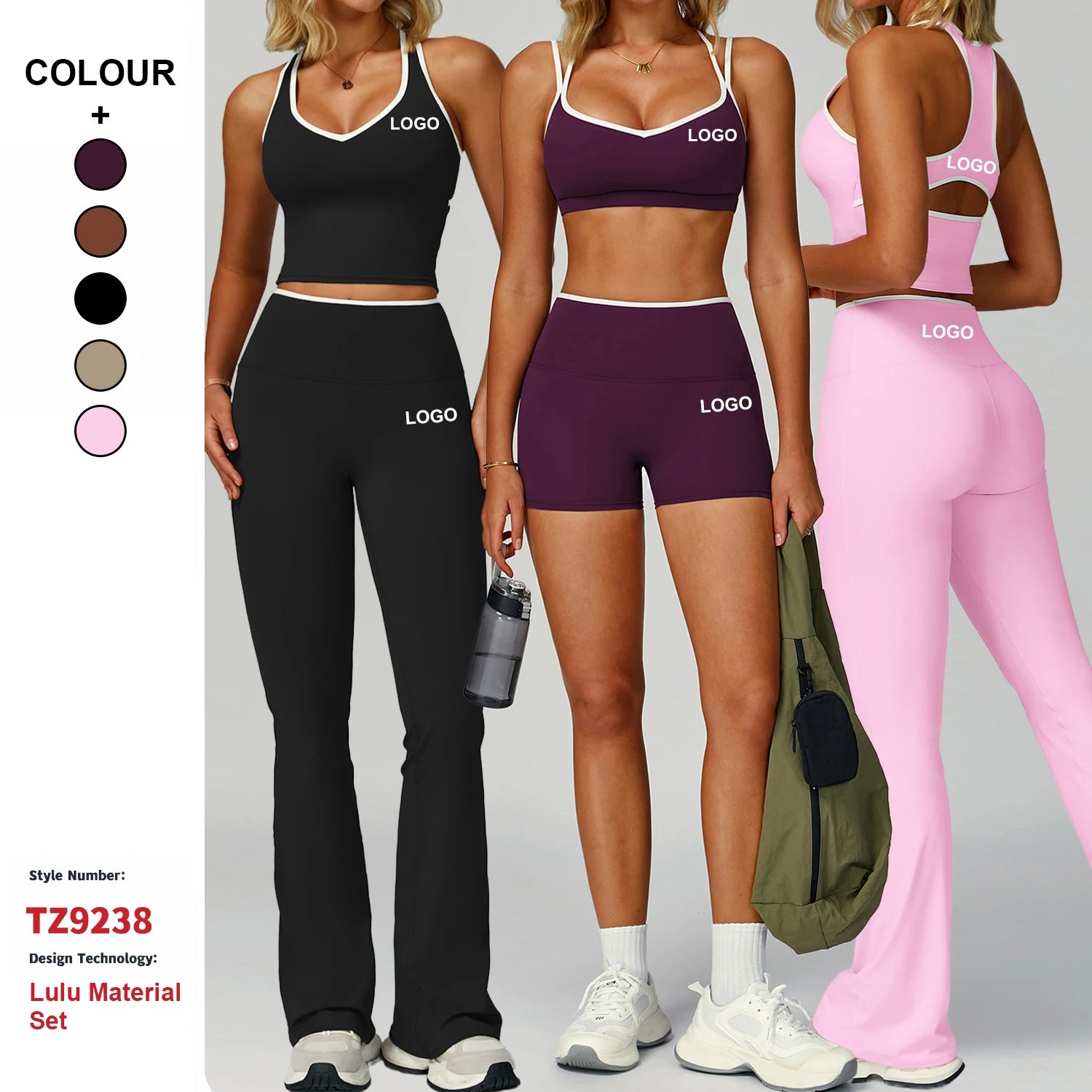 Contrast Color Conjunto De Yoga Suit Custom Women Tight Backless Activewear Barely There Feeling Sports Outdoor Fitness Yoga Set