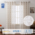 Custom Size Geometric Design Embroidered Sheer Tulle Curtains Window Decor Drapes for Home