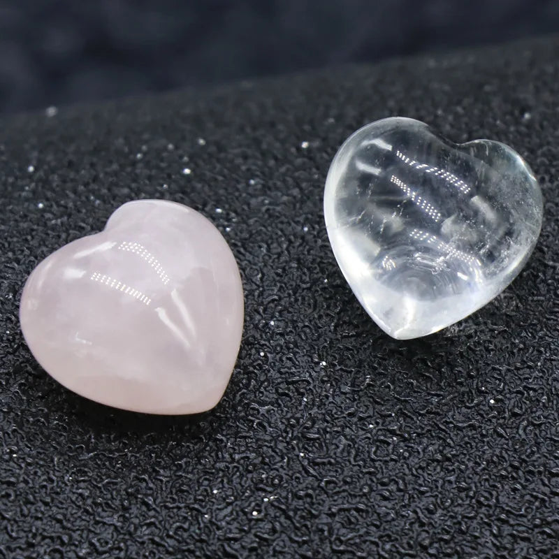 DIY Natural Rose Quartz Clear Quartz pendant Beads gemstone pendant heart shape crystal chips