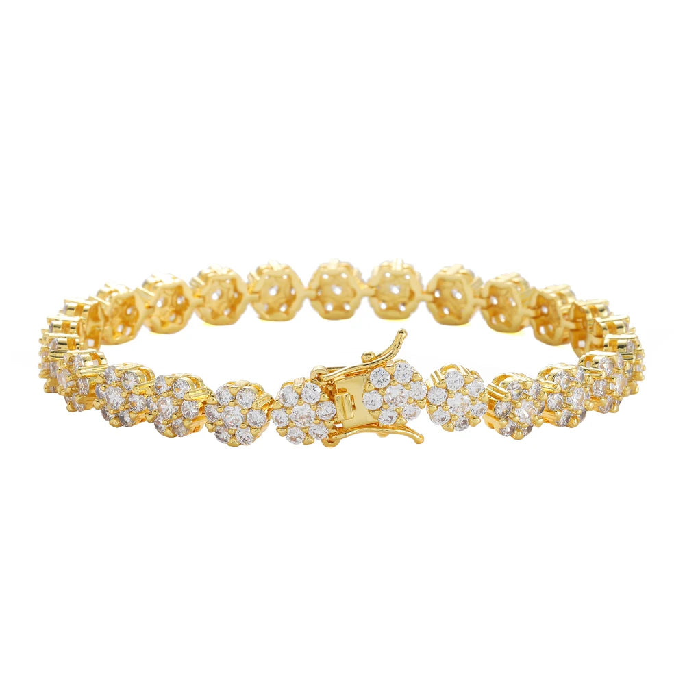 BB236 8mm Women Clear CZ Flower Shape Bracelets Fashion Jewelry for Gift
