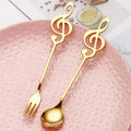 Cute 304 Stainless Steel Music Note Spoons Metal Pastry Fork and Tea Espresso Spoon for Coffee and Tea for Giveaways