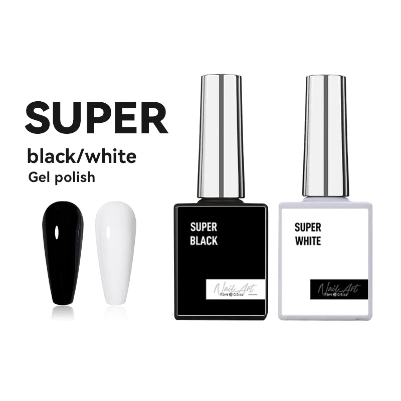 JTING Nail Art Beauty Supplies New Design Smooth Shiny 2 Strong Colors Super Black White Gel Nail Polish Uv OEM Private Label