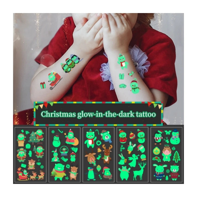 Christmas Festival Luminous Tattoos Temporary Tattoos Boys and Girls Custom Waterproof Glow in Dark Tattoo Stickers