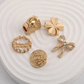 High Grade Elegant Shiny Diamond studded Hollow Out Four Leaf Clover Bowknot Handbag Shape Alloy Shank Button