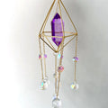 Polished Natural Crystal Wind Chime Quartz Raw Stone Amethyst Crystals Point Hanging Suncatcher